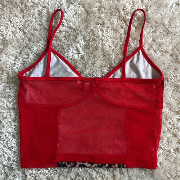 Verge Girl, RedBerry spaghetti strap tank top. Red/Cheetah print. Size Small - Picture 2 of 2